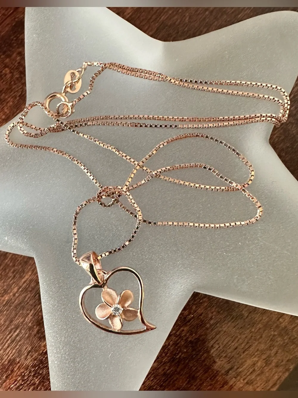 Rose gold over sterling silver plumeria necklace